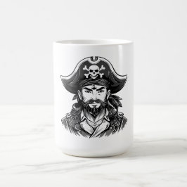 Piratenkopf mit Hut Seemann und Augenklappe und Bä Kaffeetasse