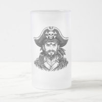 Piratenkopf mit Hut Seemann und Augenklappe und Bä