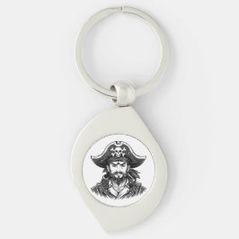 Piratenkopf mit Hut Segler und Augenklappe und Bär Schlüsselanhänger
