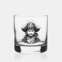 Piratenkopf mit Hut Segler und Augenklappe und Bär
