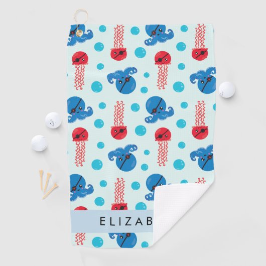 Piratenkopus, Piratenquallen, Meer, Ihr Name Golfhandtuch (Insitu)