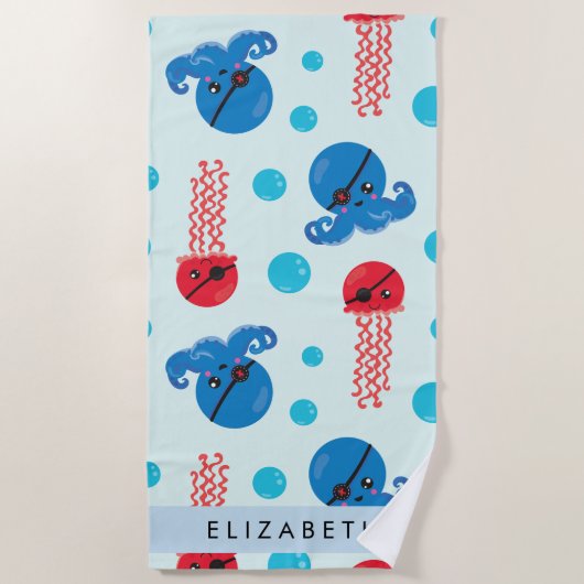 Piratenkopus, Piratenquallen, Meer, Ihr Name Strandtuch (Vorderseite)