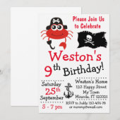 Piratenkrebs Geburtstagseinladungen Einladung (Vorne/Hinten)