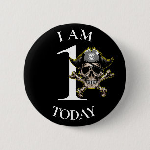 Piratenkreuz Knochen 1. Geburtstag Schaltfläche Button