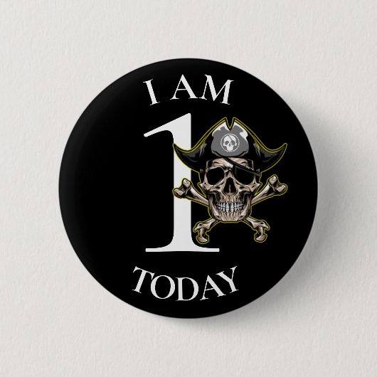 Piratenkreuz Knochen 1. Geburtstag Schaltfläche Button (Vorderseite)