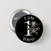 Piratenkreuz Knochen 1. Geburtstag Schaltfläche Button (Vorne & Hinten)
