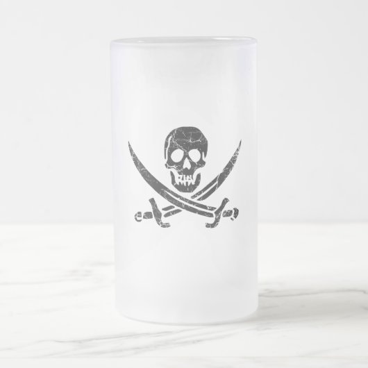 Piratenkreuz Mattglas Bierglas (Mittel)