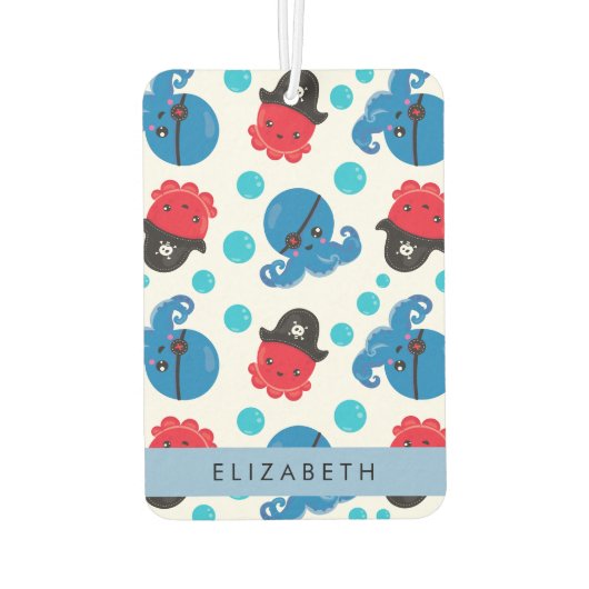 Piratenktopus, Octopus-Muster, Meer, Ihr Name Autolufterfrischer (Rückseite)
