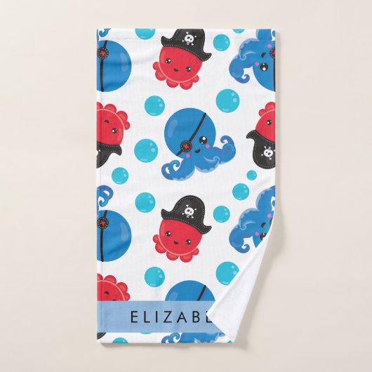 Piratenktopus, Octopus-Muster, Meer, Ihr Name Badhandtuch Set (Handtuch)
