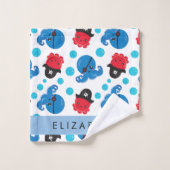 Piratenktopus, Octopus-Muster, Meer, Ihr Name Badhandtuch Set (Waschlappen)