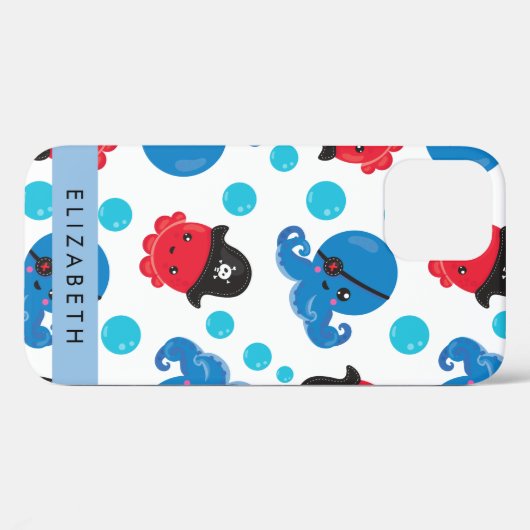 Piratenktopus, Octopus-Muster, Meer, Ihr Name Case-Mate iPhone Hülle (Rückseite (Horizontal))