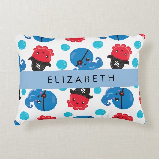 Piratenktopus, Octopus-Muster, Meer, Ihr Name Dekokissen (Vorderseite)