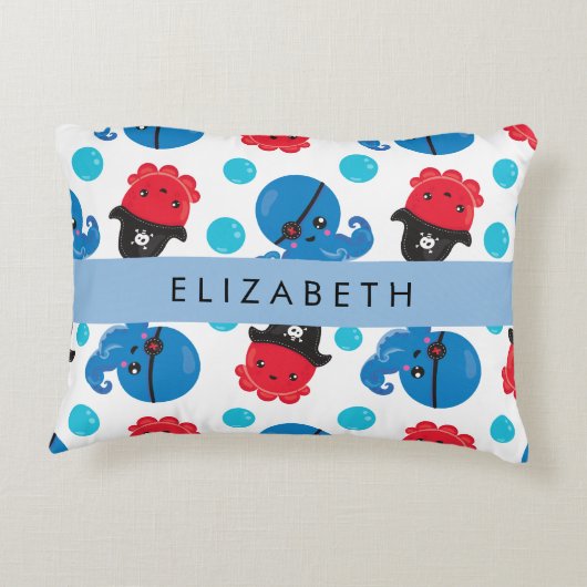 Piratenktopus, Octopus-Muster, Meer, Ihr Name Dekokissen (Rückseite)