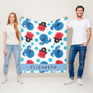 Piratenktopus, Octopus-Muster, Meer, Ihr Name Fleecedecke