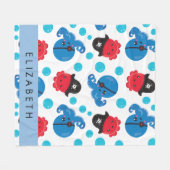 Piratenktopus, Octopus-Muster, Meer, Ihr Name Fleecedecke (Vorderseite (Horizontal))