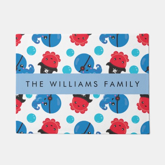 Piratenktopus, Octopus-Muster, Meer, Ihr Name Fußmatte (Vorderseite)