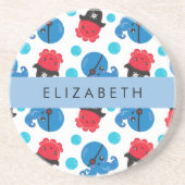 Piratenktopus, Octopus-Muster, Meer, Ihr Name Getränkeuntersetzer (Vorne)