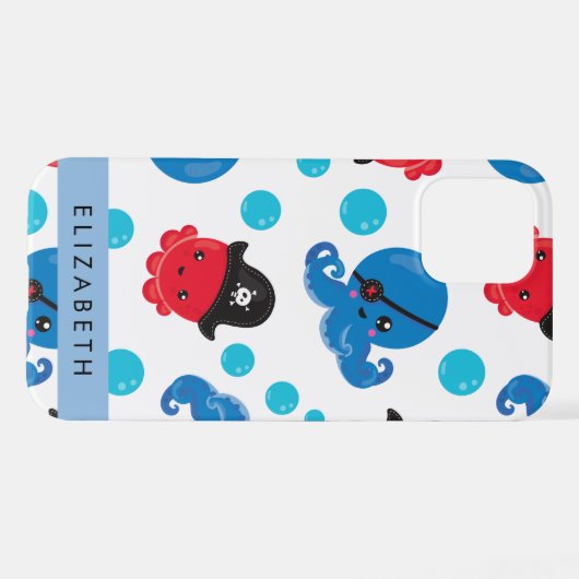 Piratenktopus, Octopus-Muster, Meer, Ihr Name iPhone Hülle (Rückseite (Horizontal))