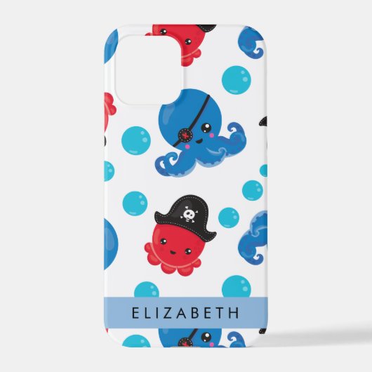 Piratenktopus, Octopus-Muster, Meer, Ihr Name iPhone Hülle (Rückseite)