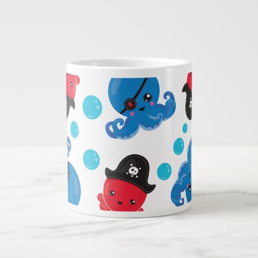 Piratenktopus, Octopus-Muster, Meer, Ihr Name Jumbo-Tasse (Vorderseite)