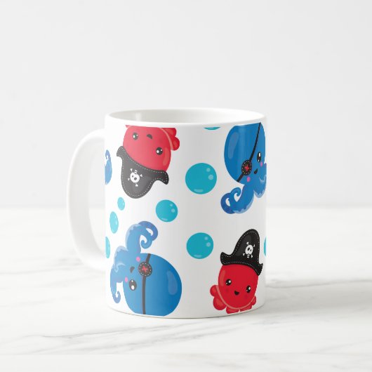 Piratenktopus, Octopus-Muster, Meer, Ihr Name Kaffeetasse (Vorderseite Links)