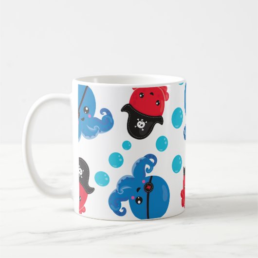 Piratenktopus, Octopus-Muster, Meer, Ihr Name Kaffeetasse (Links)