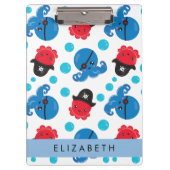 Piratenktopus, Octopus-Muster, Meer, Ihr Name Klemmbrett (Vorderseite)