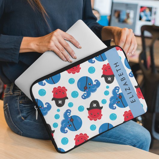 Piratenktopus, Octopus-Muster, Meer, Ihr Name Laptopschutzhülle
