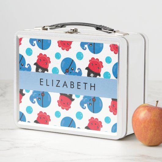 Piratenktopus, Octopus-Muster, Meer, Ihr Name Metall Brotdose (Beispiel)