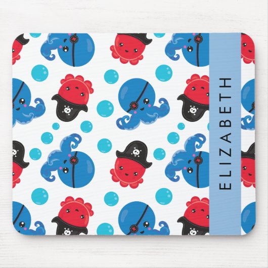Piratenktopus, Octopus-Muster, Meer, Ihr Name Mousepad (Vorne)