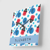 Piratenktopus, Octopus-Muster, Meer, Ihr Name Quadratische Wanduhr (Winkel)