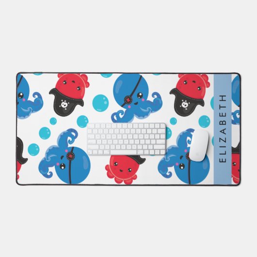 Piratenktopus, Octopus-Muster, Meer, Ihr Name Schreibtischunterlage (Tastatur & Maus)
