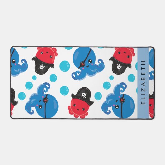 Piratenktopus, Octopus-Muster, Meer, Ihr Name Schreibtischunterlage (Vorderseite)