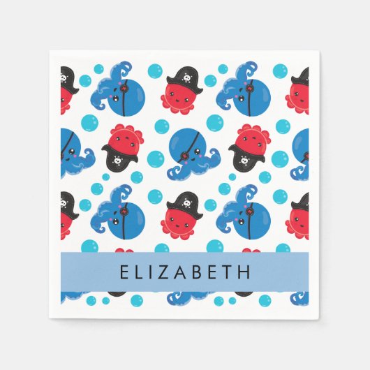 Piratenktopus, Octopus-Muster, Meer, Ihr Name Serviette (Vorderseite)
