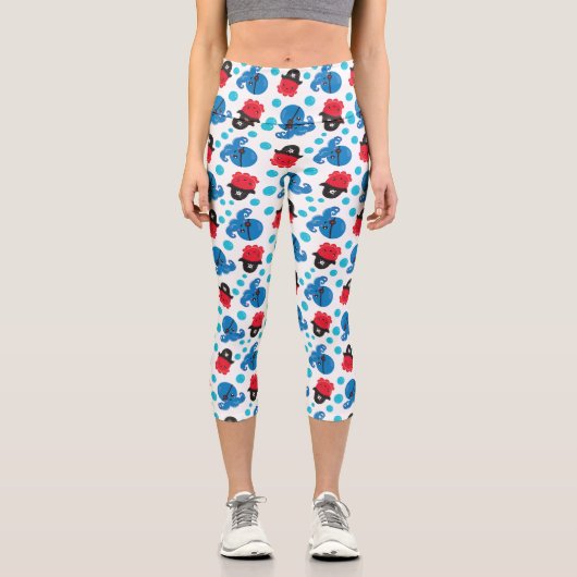 Piratenktopus, Octopusmuster, Meerestiere Capri Leggings (Vorderseite)