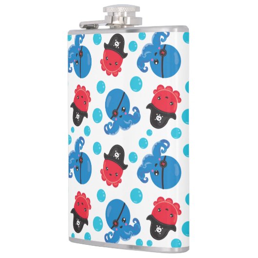 Piratenktopus, Octopusmuster, Meerestiere Flachmann (Links)