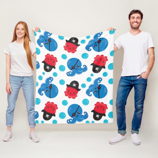 Piratenktopus, Octopusmuster, Meerestiere Fleecedecke (Beispiel)