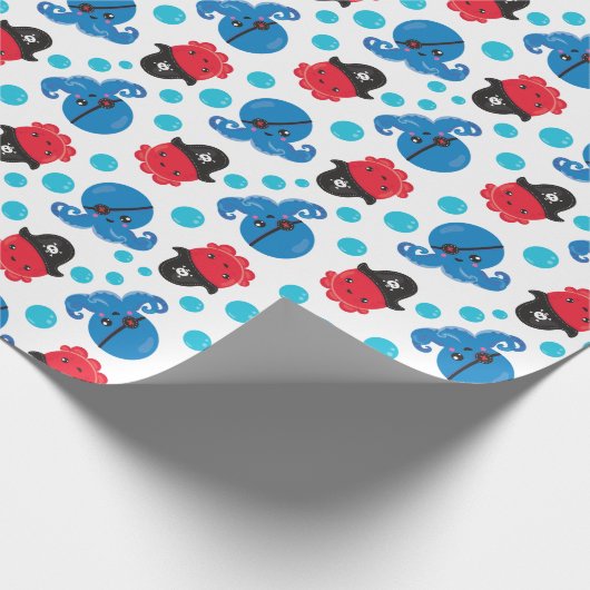 Piratenktopus, Octopusmuster, Meerestiere Geschenkpapier (Ecke)