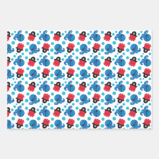 Piratenktopus, Octopusmuster, Meerestiere Geschenkpapier Set (Vorderseite 2)