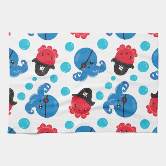 Piratenktopus, Octopusmuster, Meerestiere Geschirrtuch (Horizontal)