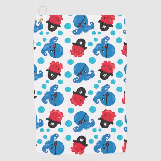 Piratenktopus, Octopusmuster, Meerestiere Golfhandtuch (Vorderseite)