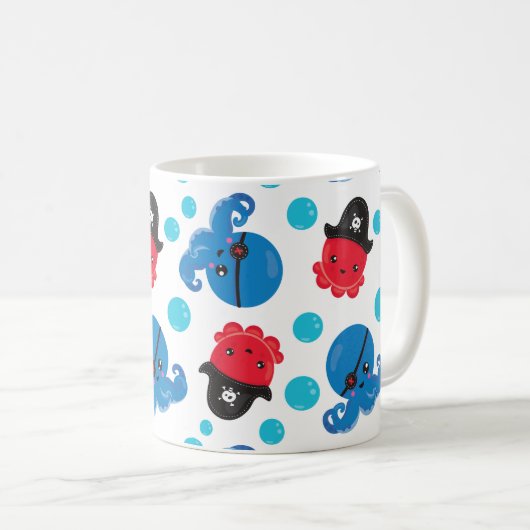 Piratenktopus, Octopusmuster, Meerestiere Kaffeetasse (VorderseiteRechts)