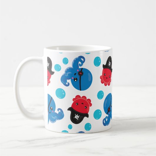 Piratenktopus, Octopusmuster, Meerestiere Kaffeetasse (Links)