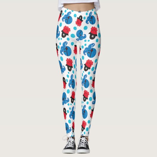 Piratenktopus, Octopusmuster, Meerestiere Leggings (Vorderseite)