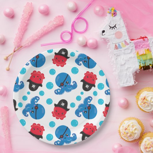 Piratenktopus, Octopusmuster, Meerestiere Pappteller (Party)