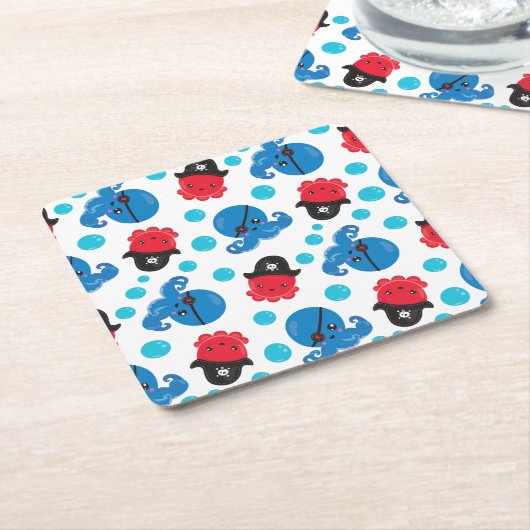 Piratenktopus, Octopusmuster, Meerestiere Rechteckiger Pappuntersetzer (angewinkelt)