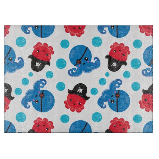 Piratenktopus, Octopusmuster, Meerestiere Schneidebrett (Vorderseite)