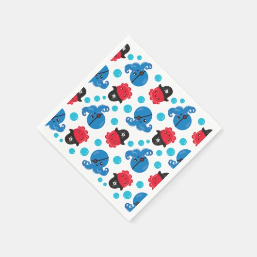 Piratenktopus, Octopusmuster, Meerestiere Serviette (Ecke)