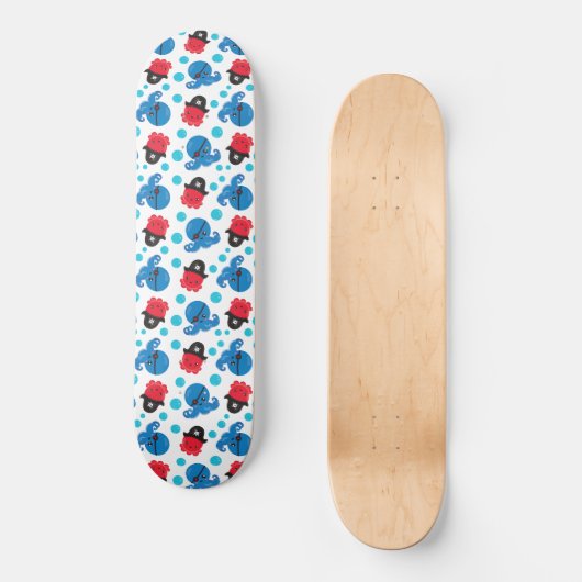 Piratenktopus, Octopusmuster, Meerestiere Skateboard (Vorderseite)