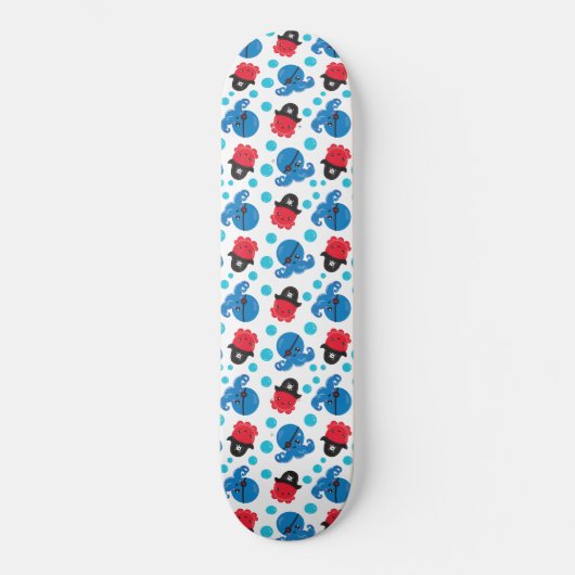 Piratenktopus, Octopusmuster, Meerestiere Skateboard (Vorderseite)